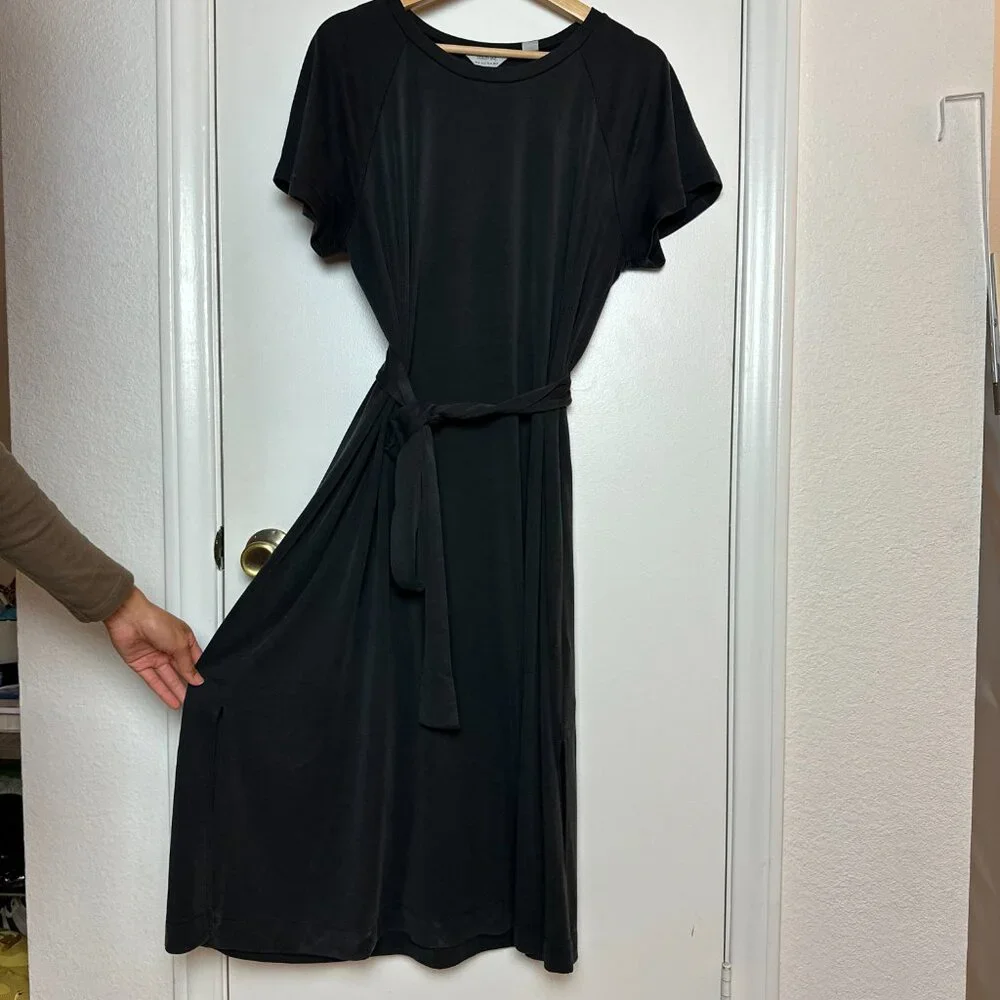 Seraphine Maternity Tie & Side Slits Grey T Shirt Dress Pregnancy Wear - Picture 4 of 9